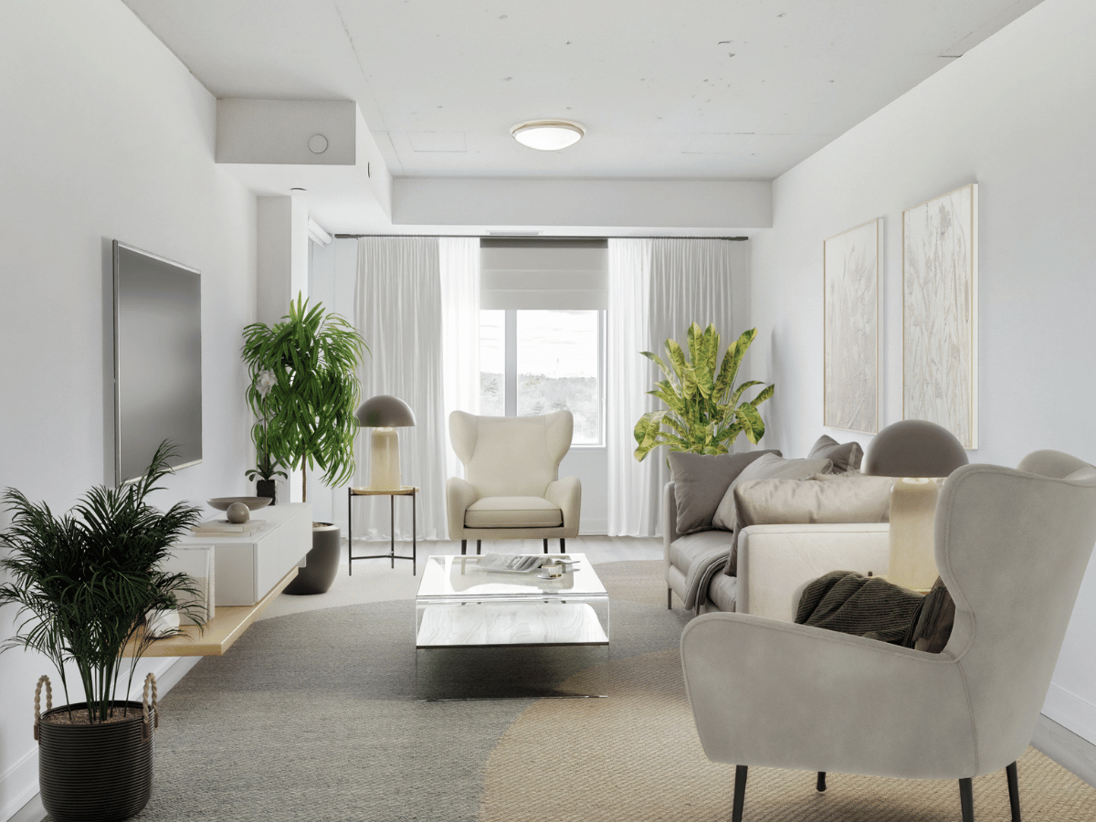 Virtually staged living room at 1235 Marlborough.